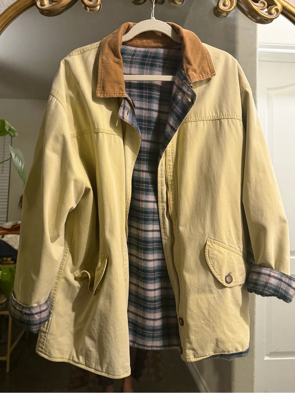 Vintage Arizona Jean Company yellow Canvas Jacket with Brown Corduroy Collar